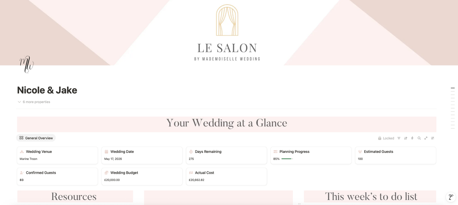 Preview of Le Salon, your wedding planning lounge included in my full wedding planning service