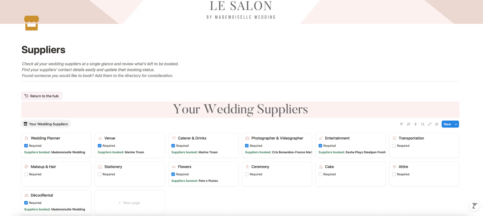 Preview of Le Salon, your wedding planning lounge included in my full wedding planning service