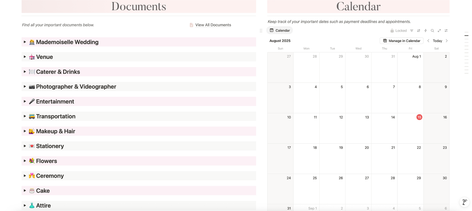 Preview of Le Salon, your wedding planning lounge included in my full wedding planning service